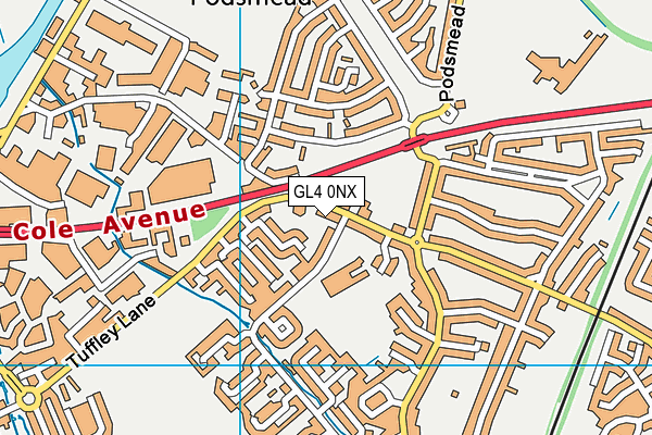 Tuffley Rovers Social Club map (GL4 0NX) - OS VectorMap District (Ordnance Survey)