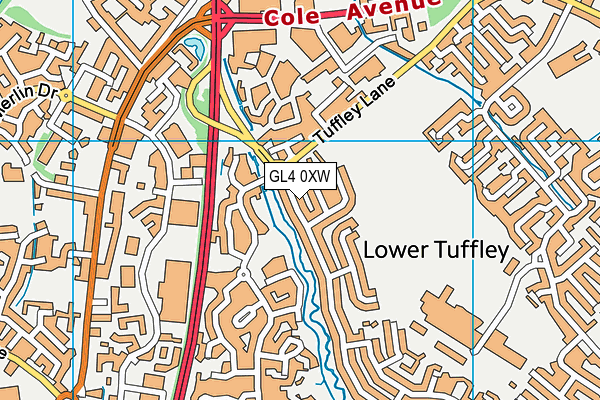 GL4 0XW map - OS VectorMap District (Ordnance Survey)