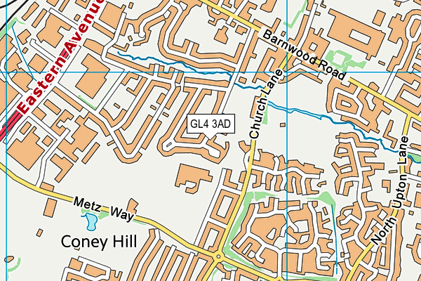 GL4 3AD map - OS VectorMap District (Ordnance Survey)