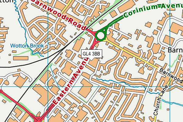 GL4 3BB map - OS VectorMap District (Ordnance Survey)