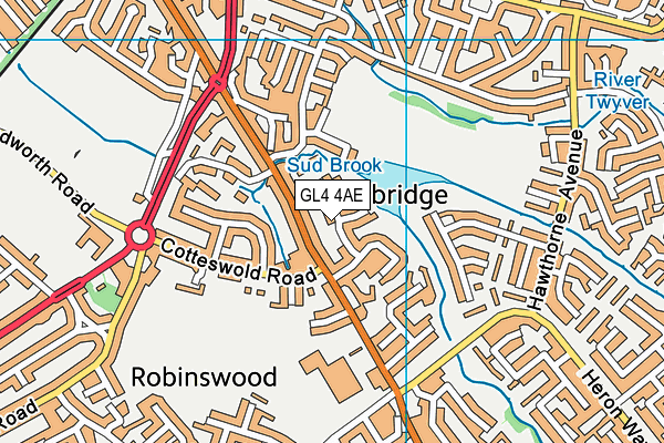 GL4 4AE map - OS VectorMap District (Ordnance Survey)