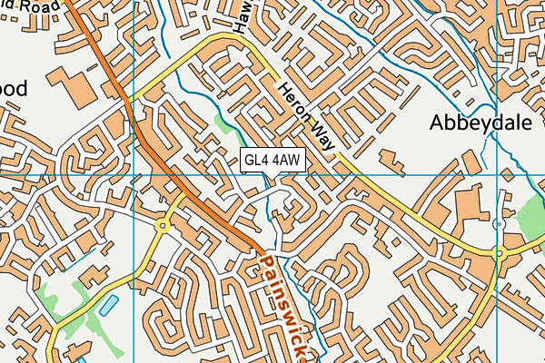 GL4 4AW map - OS VectorMap District (Ordnance Survey)