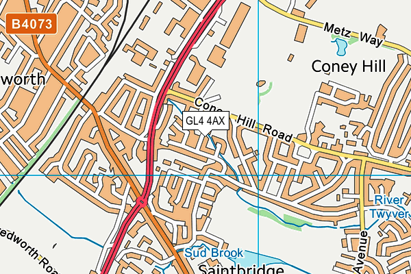 GL4 4AX map - OS VectorMap District (Ordnance Survey)