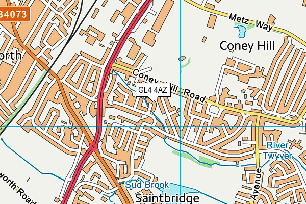 GL4 4AZ map - OS VectorMap District (Ordnance Survey)