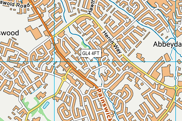 GL4 4FT map - OS VectorMap District (Ordnance Survey)