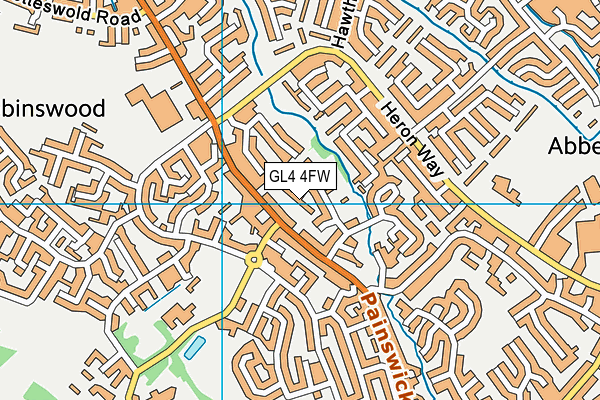 GL4 4FW map - OS VectorMap District (Ordnance Survey)