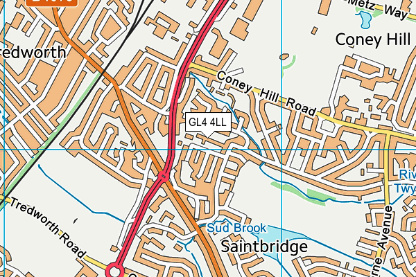 GL4 4LL map - OS VectorMap District (Ordnance Survey)