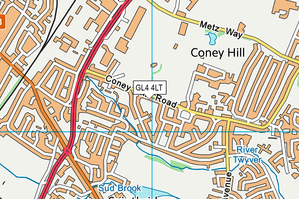 GL4 4LT map - OS VectorMap District (Ordnance Survey)