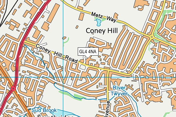 Coney Hill Community Primary School map (GL4 4NA) - OS VectorMap District (Ordnance Survey)