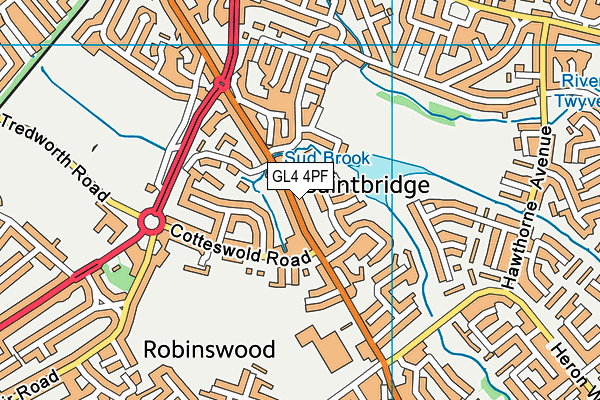 GL4 4PF map - OS VectorMap District (Ordnance Survey)