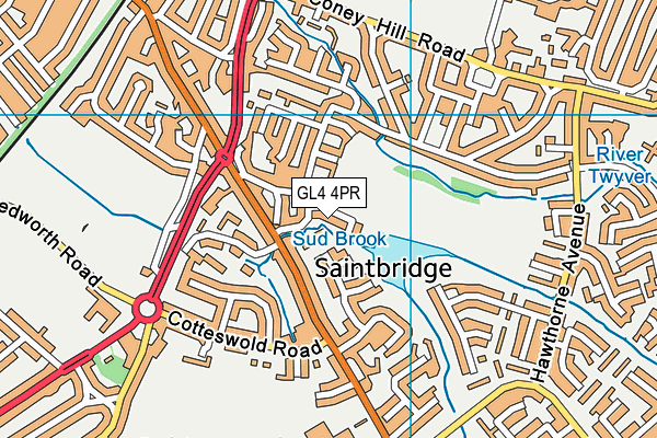 GL4 4PR map - OS VectorMap District (Ordnance Survey)