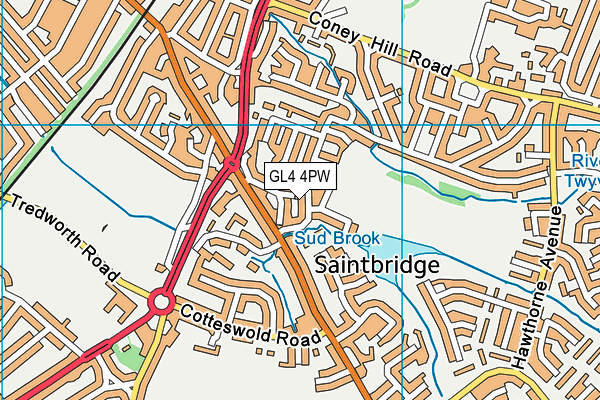 GL4 4PW map - OS VectorMap District (Ordnance Survey)