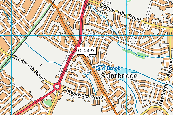 GL4 4PY map - OS VectorMap District (Ordnance Survey)