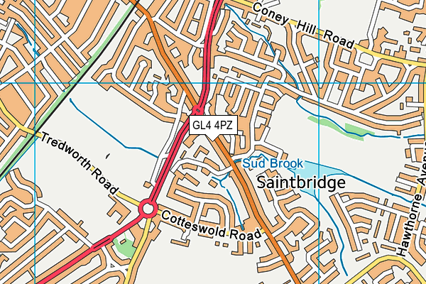 GL4 4PZ map - OS VectorMap District (Ordnance Survey)