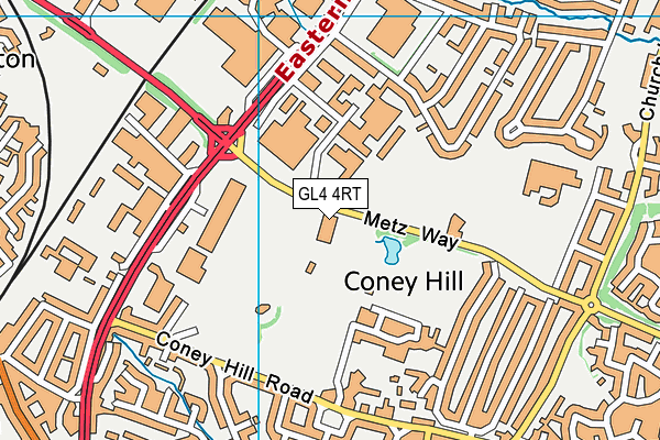 Coney Hill Rfc map (GL4 4RT) - OS VectorMap District (Ordnance Survey)