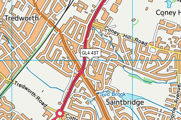 GL4 4ST map - OS VectorMap District (Ordnance Survey)