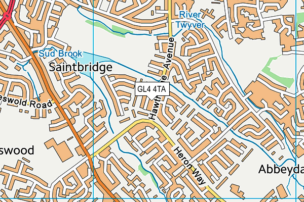 GL4 4TA map - OS VectorMap District (Ordnance Survey)