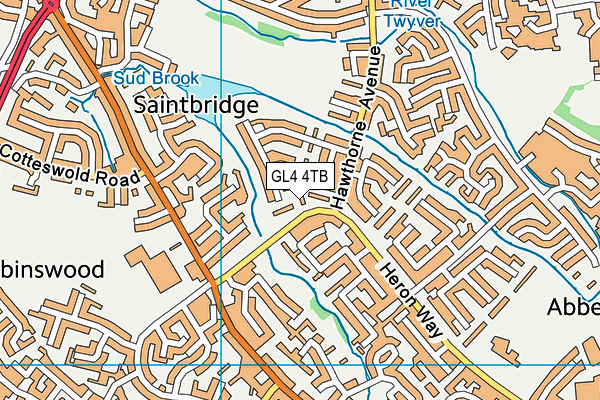 GL4 4TB map - OS VectorMap District (Ordnance Survey)