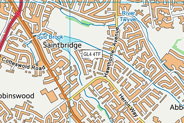 GL4 4TF map - OS VectorMap District (Ordnance Survey)