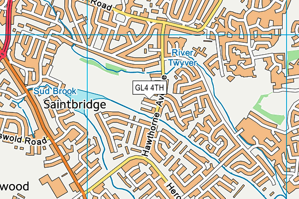 Saintbridge Dry Balancing Pond (Closed) map (GL4 4TH) - OS VectorMap District (Ordnance Survey)