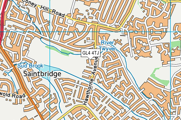 GL4 4TJ map - OS VectorMap District (Ordnance Survey)