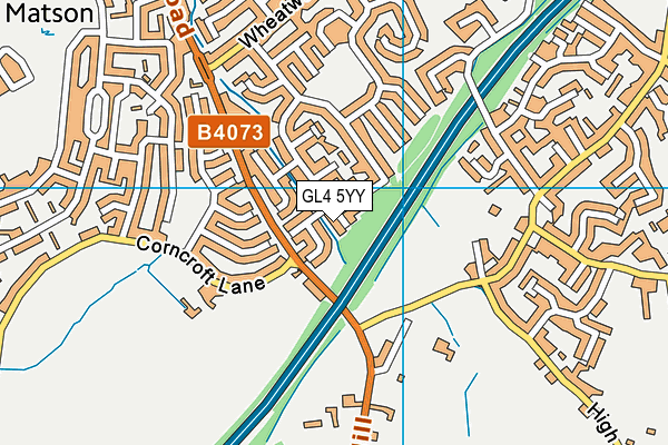 GL4 5YY map - OS VectorMap District (Ordnance Survey)