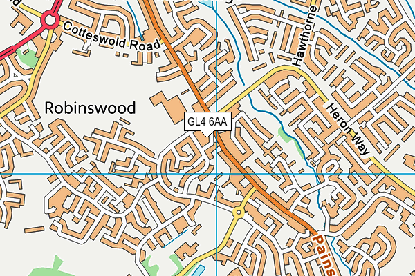 GL4 6AA map - OS VectorMap District (Ordnance Survey)