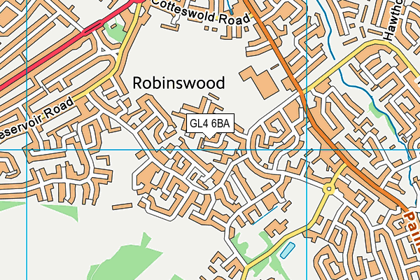 GL4 6BA map - OS VectorMap District (Ordnance Survey)