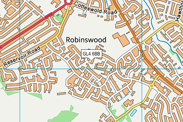 GL4 6BB map - OS VectorMap District (Ordnance Survey)