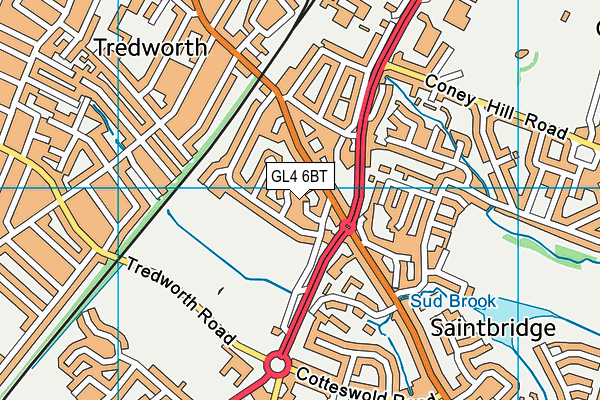 GL4 6BT map - OS VectorMap District (Ordnance Survey)