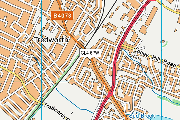 GL4 6PW map - OS VectorMap District (Ordnance Survey)