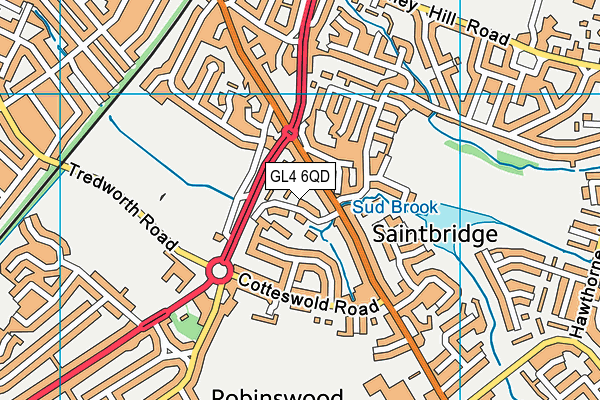 GL4 6QD map - OS VectorMap District (Ordnance Survey)