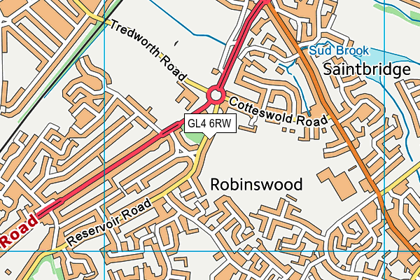 Saintbridge Playing Fields map (GL4 6RW) - OS VectorMap District (Ordnance Survey)
