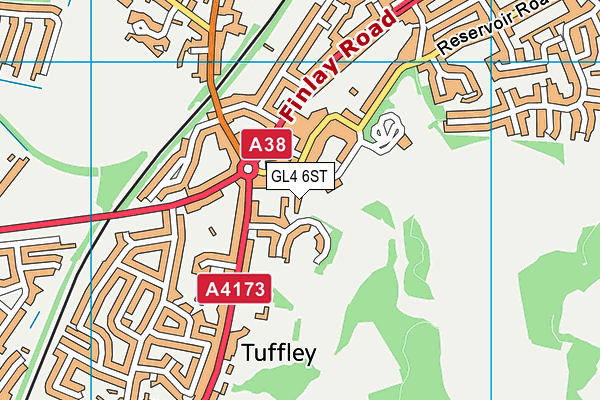 GL4 6ST map - OS VectorMap District (Ordnance Survey)