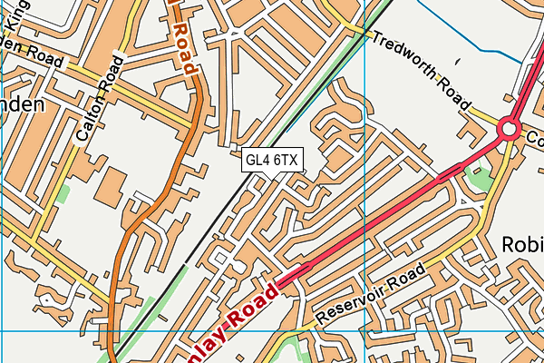 GL4 6TX map - OS VectorMap District (Ordnance Survey)
