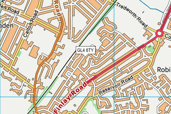 GL4 6TY map - OS VectorMap District (Ordnance Survey)