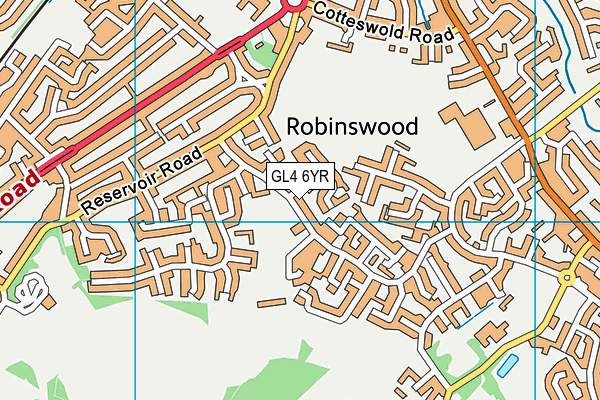 GL4 6YR map - OS VectorMap District (Ordnance Survey)