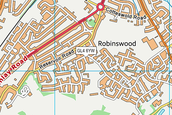 GL4 6YW map - OS VectorMap District (Ordnance Survey)