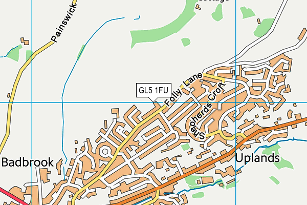 Uplands Playing Field map (GL5 1FU) - OS VectorMap District (Ordnance Survey)