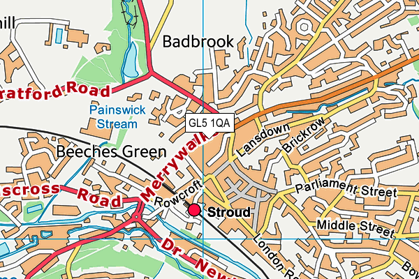 Cotswold Indoor Bowls Club (Closed) map (GL5 1QA) - OS VectorMap District (Ordnance Survey)
