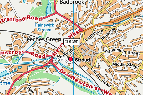 GL5 3BD map - OS VectorMap District (Ordnance Survey)