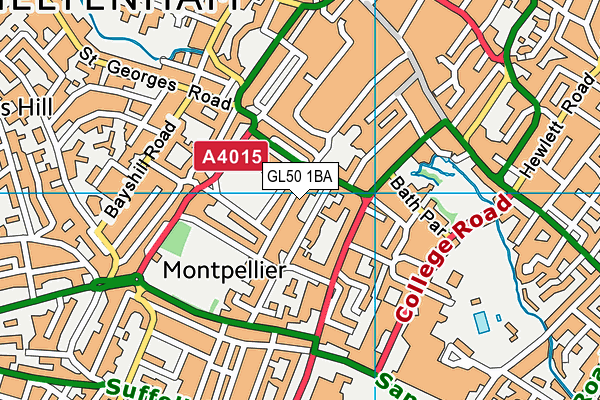 GL50 1BA map - OS VectorMap District (Ordnance Survey)