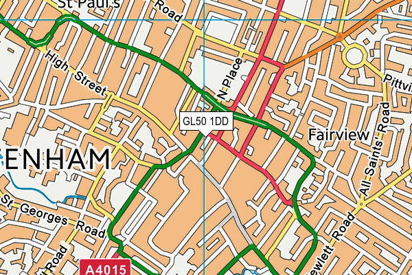 GL50 1DD map - OS VectorMap District (Ordnance Survey)