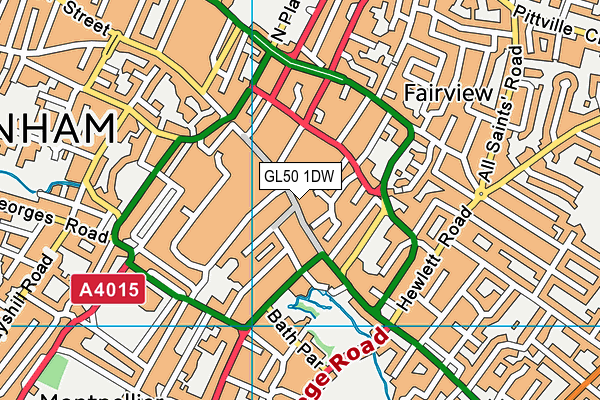 GL50 1DW map - OS VectorMap District (Ordnance Survey)