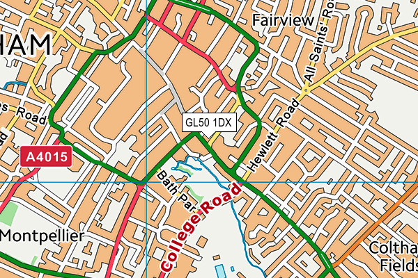 GL50 1DX map - OS VectorMap District (Ordnance Survey)