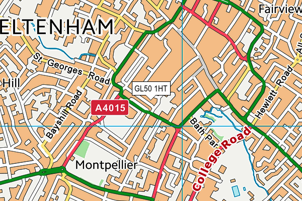 GL50 1HT map - OS VectorMap District (Ordnance Survey)