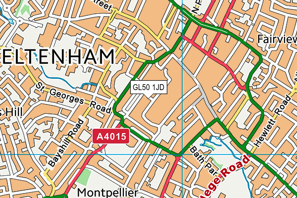 GL50 1JD map - OS VectorMap District (Ordnance Survey)