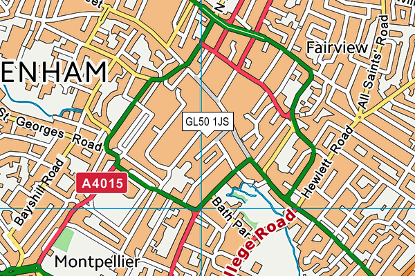 GL50 1JS map - OS VectorMap District (Ordnance Survey)