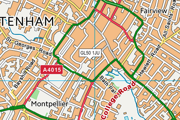 GL50 1JU map - OS VectorMap District (Ordnance Survey)