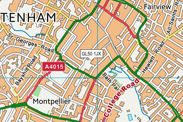 GL50 1JX map - OS VectorMap District (Ordnance Survey)